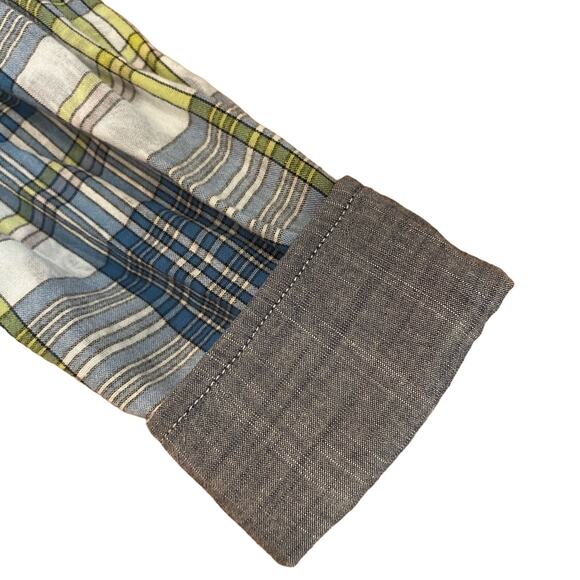 Tommy Bahama Shirt Mens Size Large Blue Plaid Button Up Long Sleeve Flip Cuffs - Picture 6 of 10